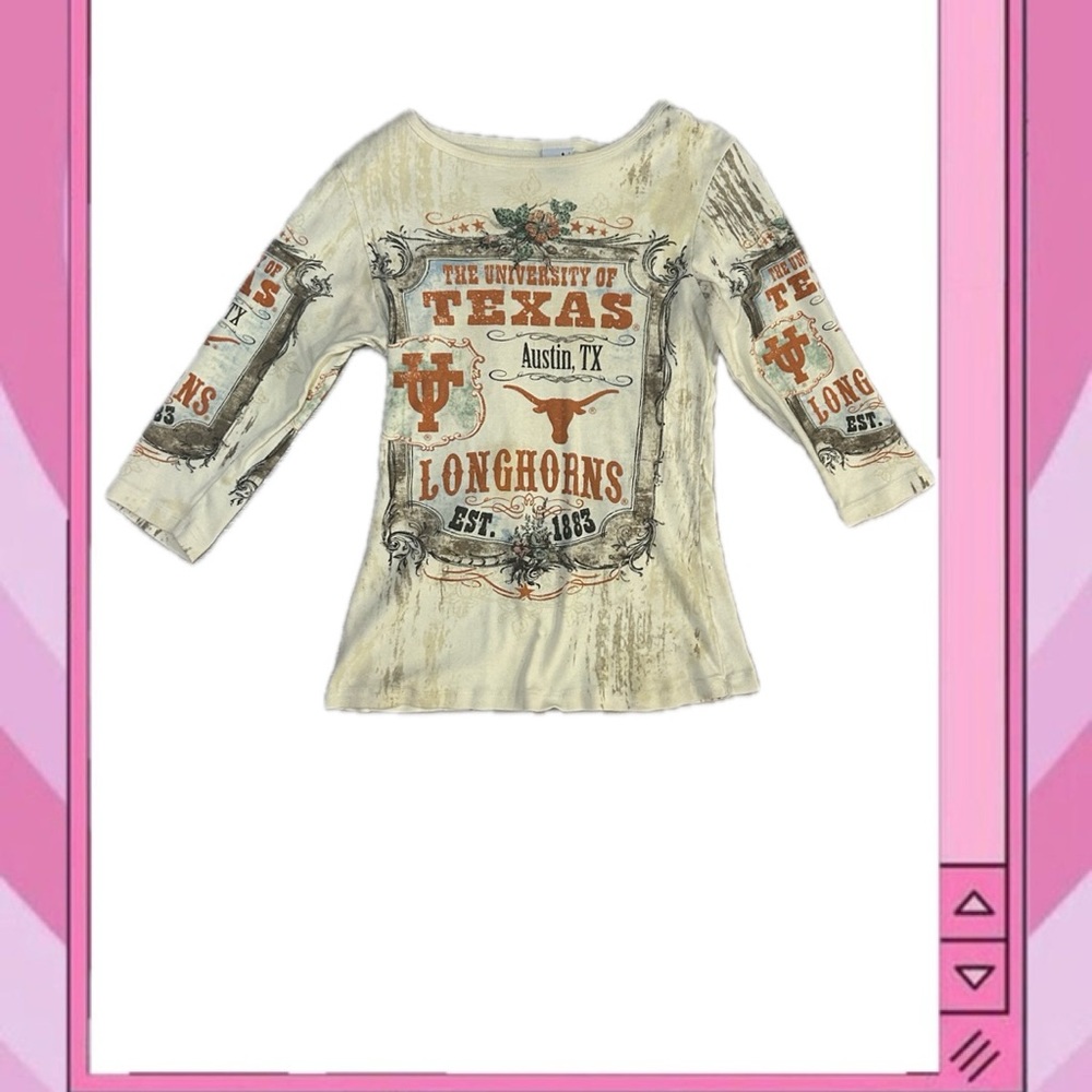 Texas UT Longhorns Graphic Shirt Rhinestones Pullover